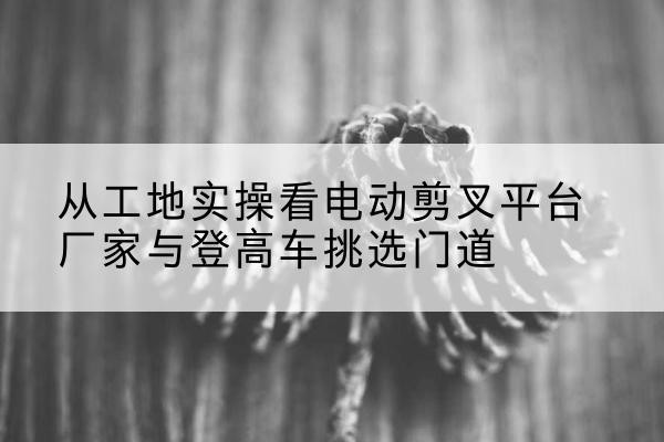 平顶山电动剪叉升降平台厂家-从工地实操看电动剪叉平台厂家与登高车挑选门道